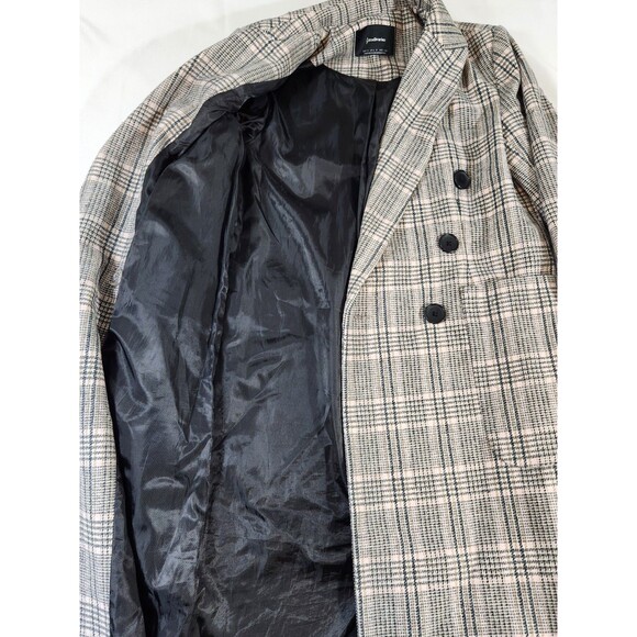 Stradivaritus Women's Small Overcoat Double Breasted Plaid Green Tan Wool Blend - Picture 4 of 12